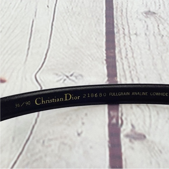 Christian Dior Leather Belt Size 36 Burgundy Red Gold - Picture 4 of 12